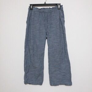Pact Pants Womens S (26x22) Blue 100% Organic Cotton Drawstring‎ Pockets Crop